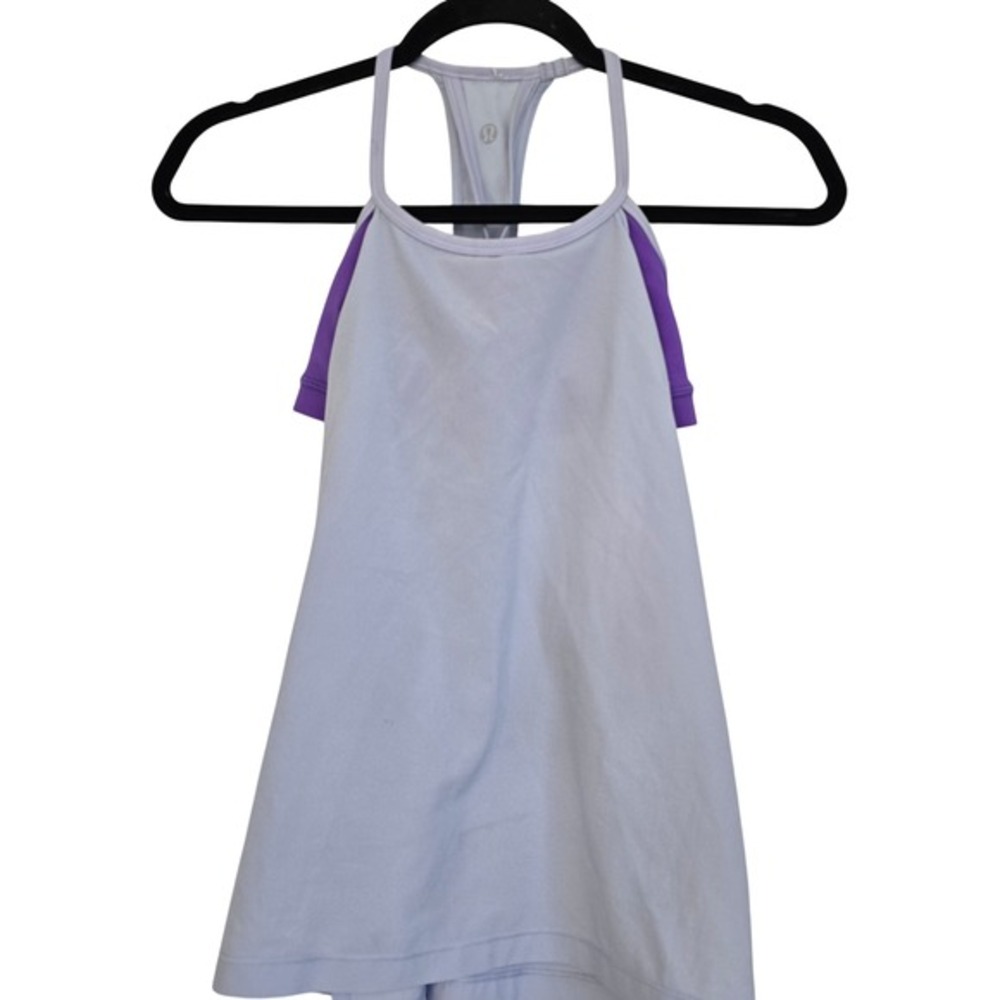 Lululemon Athletic Tank‎ Top Built In Bra Purple Light Blue Racerback Workout